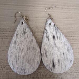 Handmade Western Cowgirl Cow Hide Fur Earrings